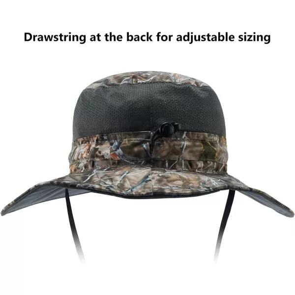 BASSDASH UPF 50 Sun Fishing Hat Water Resistant with Detachable Neck FlapAutumn Forest