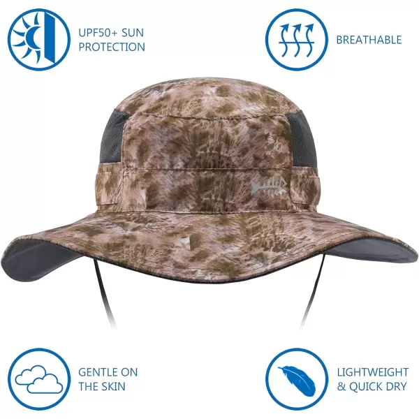 BASSDASH UPF 50 Sun Fishing Hat Water Resistant with Detachable Neck FlapBarren Camo