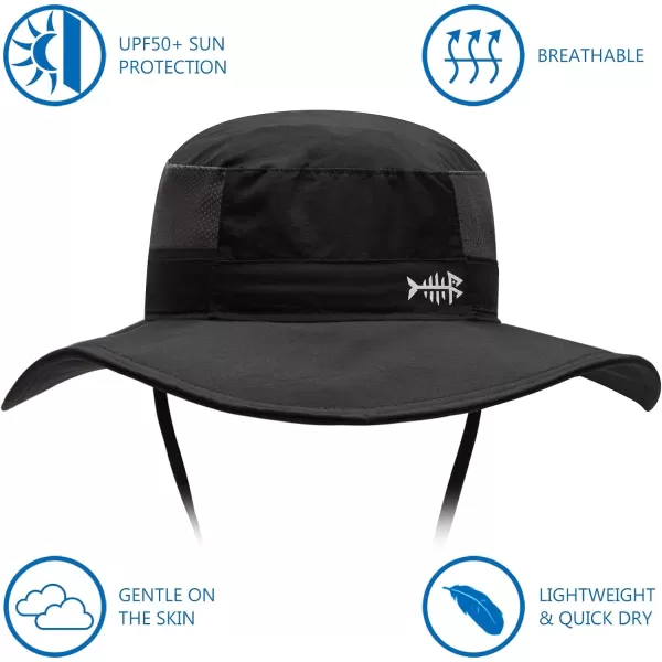 BASSDASH UPF 50 Sun Fishing Hat Water Resistant with Detachable Neck FlapBlack