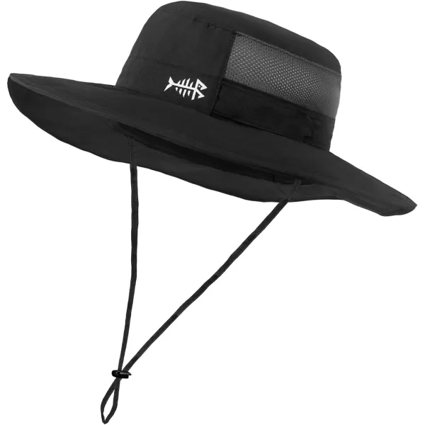 BASSDASH UPF 50 Sun Fishing Hat Water Resistant with Detachable Neck FlapBlack