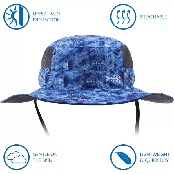 BASSDASH UPF 50 Sun Fishing Hat Water Resistant with Detachable Neck FlapBluecamo