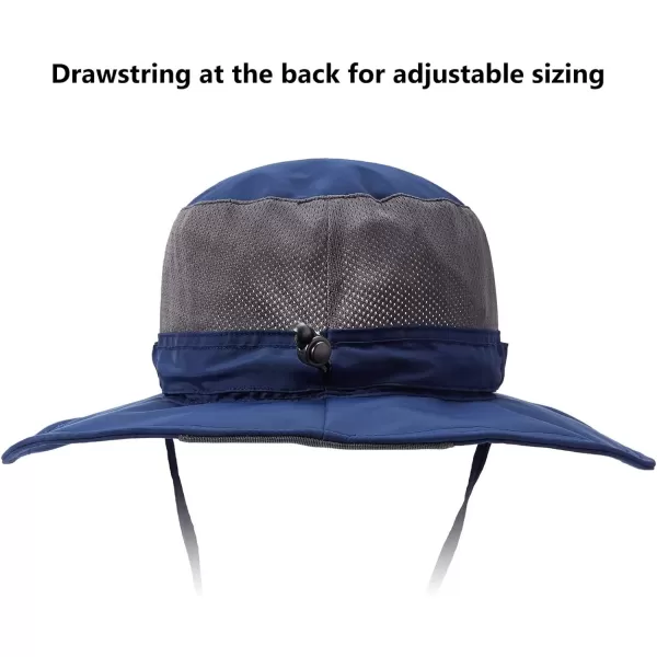 BASSDASH UPF 50 Sun Fishing Hat Water Resistant with Detachable Neck FlapDark Blue  Big Head Size