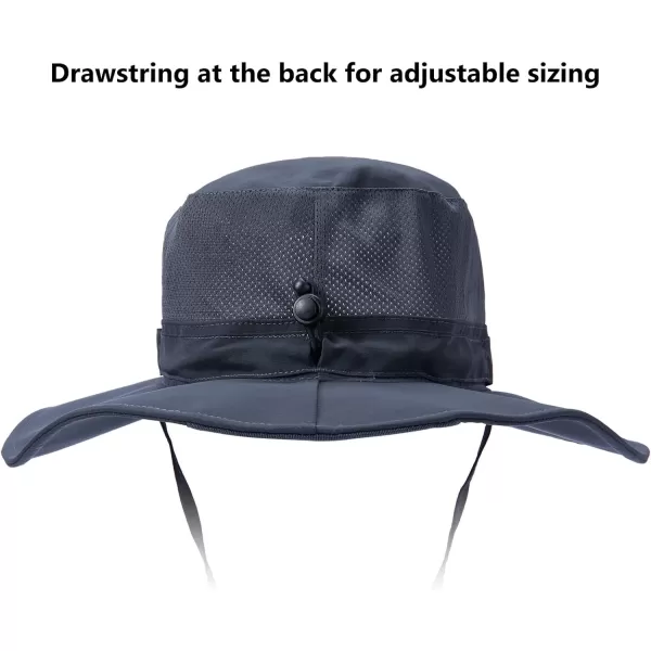 BASSDASH UPF 50 Sun Fishing Hat Water Resistant with Detachable Neck FlapDark Grey  Big Head Size