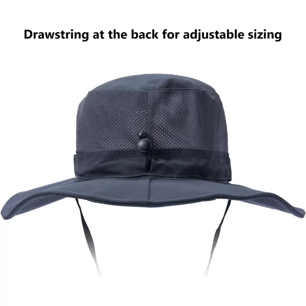 BASSDASH UPF 50 Sun Fishing Hat Water Resistant with Detachable Neck FlapDark Grey