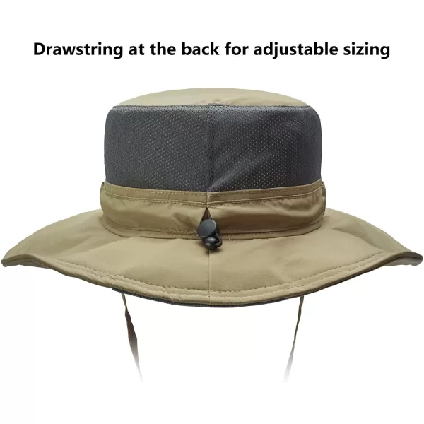 BASSDASH UPF 50 Sun Fishing Hat Water Resistant with Detachable Neck FlapDark Khaki