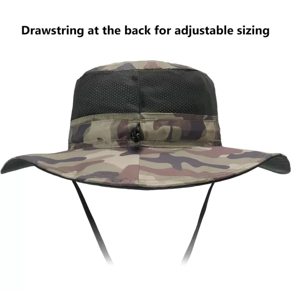 BASSDASH UPF 50 Sun Fishing Hat Water Resistant with Detachable Neck FlapEarth Camo