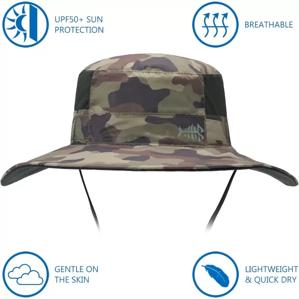 BASSDASH UPF 50 Sun Fishing Hat Water Resistant with Detachable Neck FlapEarth Camo