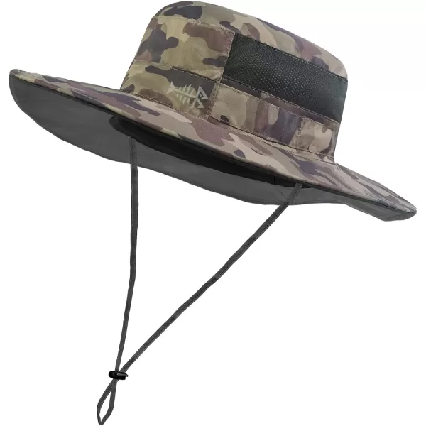 BASSDASH UPF 50 Sun Fishing Hat Water Resistant with Detachable Neck FlapEarth Camo