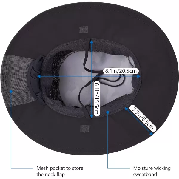 BASSDASH UPF 50 Sun Fishing Hat Water Resistant with Detachable Neck FlapEarth Camo