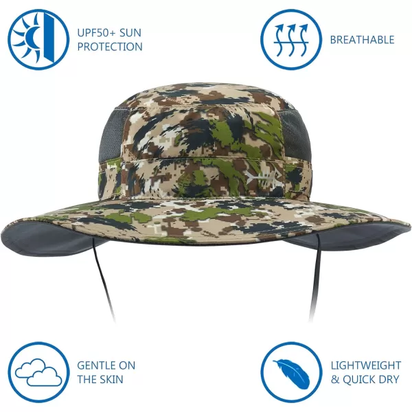 BASSDASH UPF 50 Sun Fishing Hat Water Resistant with Detachable Neck FlapHighland