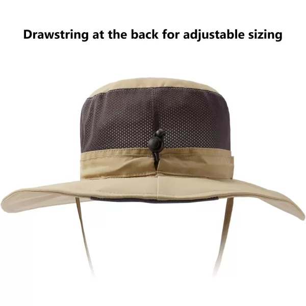 BASSDASH UPF 50 Sun Fishing Hat Water Resistant with Detachable Neck FlapKhaki