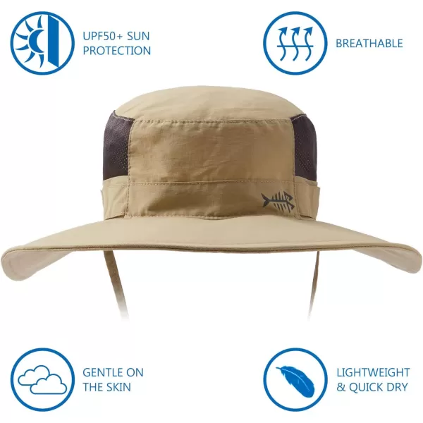 BASSDASH UPF 50 Sun Fishing Hat Water Resistant with Detachable Neck FlapKhaki