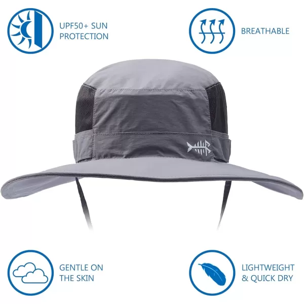 BASSDASH UPF 50 Sun Fishing Hat Water Resistant with Detachable Neck FlapLight Grey  Big Head Size