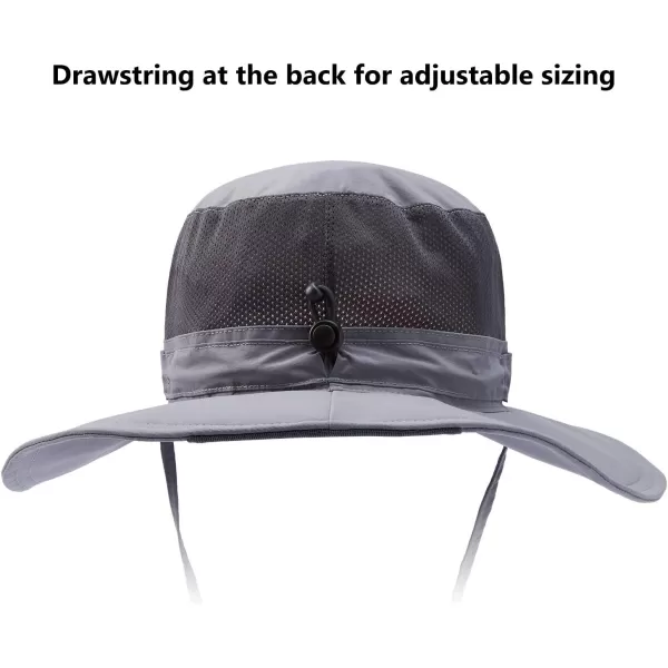 BASSDASH UPF 50 Sun Fishing Hat Water Resistant with Detachable Neck FlapLight Grey