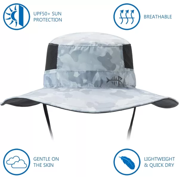 BASSDASH UPF 50 Sun Fishing Hat Water Resistant with Detachable Neck FlapLight Grey Camo