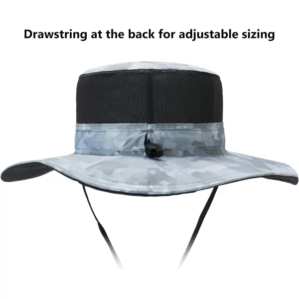 BASSDASH UPF 50 Sun Fishing Hat Water Resistant with Detachable Neck FlapLight Grey Camo