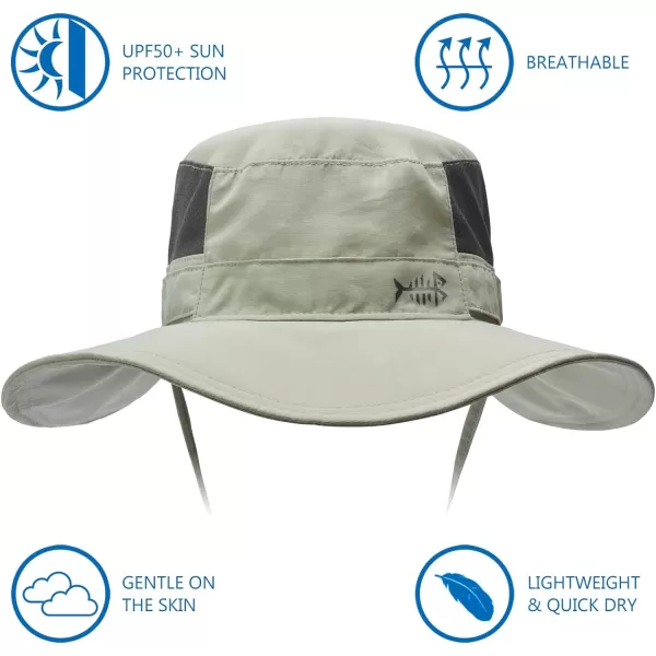 BASSDASH UPF 50 Sun Fishing Hat Water Resistant with Detachable Neck FlapPea Green