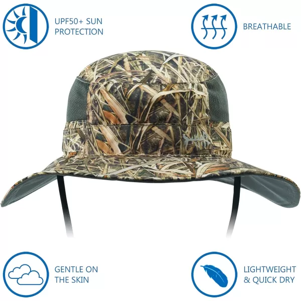 BASSDASH UPF 50 Sun Fishing Hat Water Resistant with Detachable Neck FlapReeds