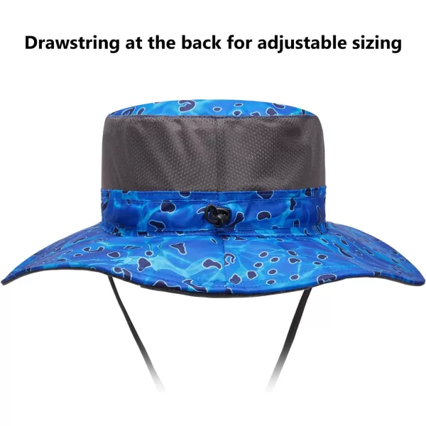 BASSDASH UPF 50 Sun Fishing Hat Water Resistant with Detachable Neck FlapRippled Sea