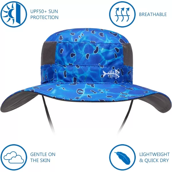 BASSDASH UPF 50 Sun Fishing Hat Water Resistant with Detachable Neck FlapRippled Sea