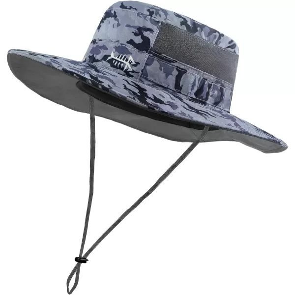 BASSDASH UPF 50 Sun Fishing Hat Water Resistant with Detachable Neck FlapStorm Camo