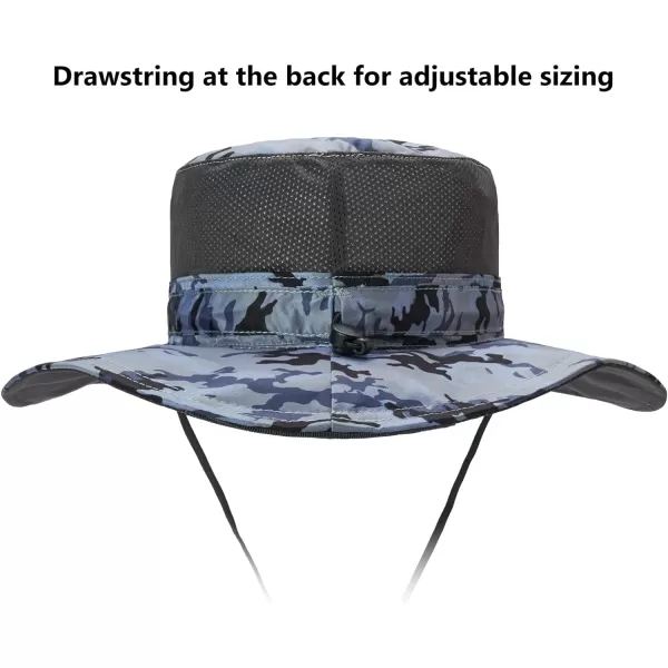 BASSDASH UPF 50 Sun Fishing Hat Water Resistant with Detachable Neck FlapStorm Camo