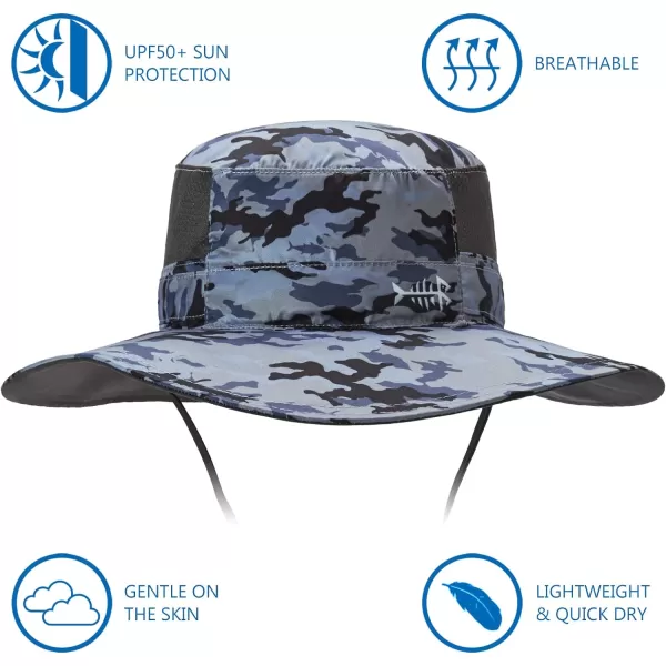 BASSDASH UPF 50 Sun Fishing Hat Water Resistant with Detachable Neck FlapStorm Camo