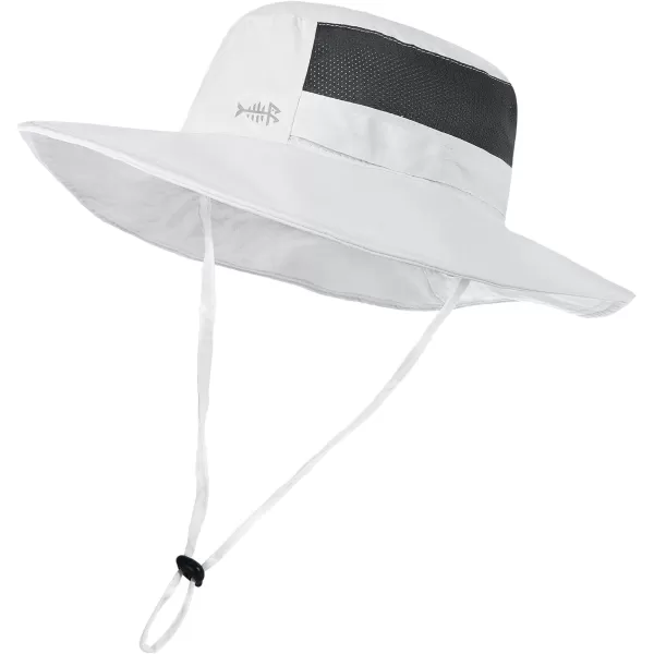 BASSDASH UPF 50 Sun Fishing Hat Water Resistant with Detachable Neck FlapWhite