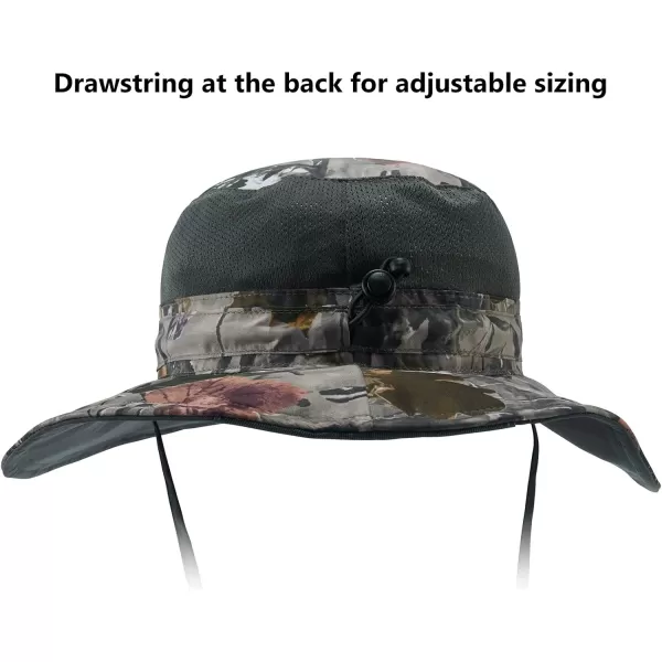 BASSDASH UPF 50 Sun Fishing Hat Water Resistant with Detachable Neck FlapWoodland I