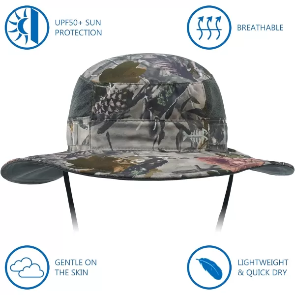 BASSDASH UPF 50 Sun Fishing Hat Water Resistant with Detachable Neck FlapWoodland I