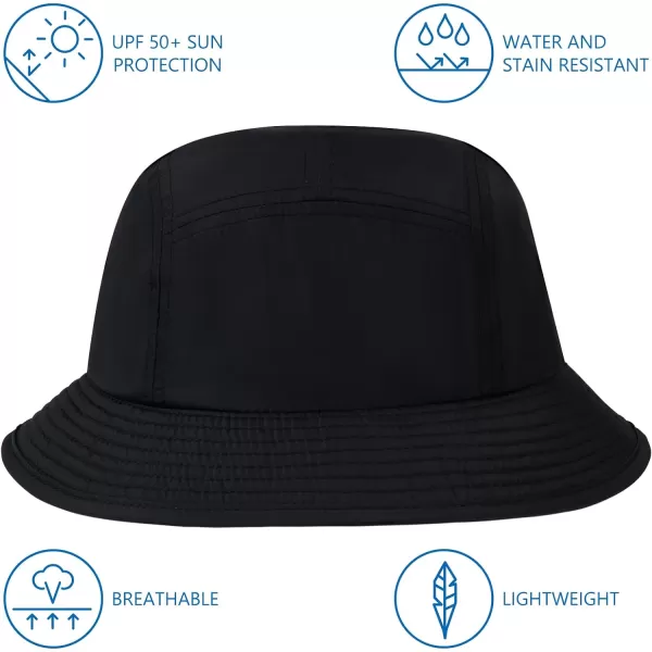 BASSDASH UPF50 Fishing Bucket Hat for Men Women Lightweight Water Resistant Packable Outdoor Summer Sun Hats FH13Black