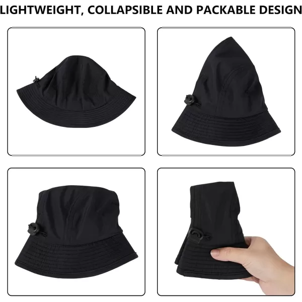 BASSDASH UPF50 Fishing Bucket Hat for Men Women Lightweight Water Resistant Packable Outdoor Summer Sun Hats FH13Black