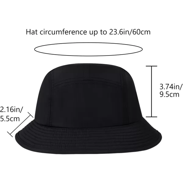 BASSDASH UPF50 Fishing Bucket Hat for Men Women Lightweight Water Resistant Packable Outdoor Summer Sun Hats FH13Black