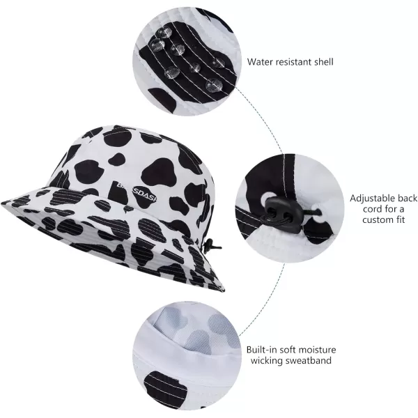 BASSDASH UPF50 Fishing Bucket Hat for Men Women Lightweight Water Resistant Packable Outdoor Summer Sun Hats FH13Cow Print