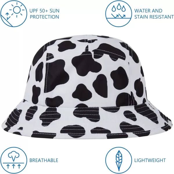 BASSDASH UPF50 Fishing Bucket Hat for Men Women Lightweight Water Resistant Packable Outdoor Summer Sun Hats FH13Cow Print