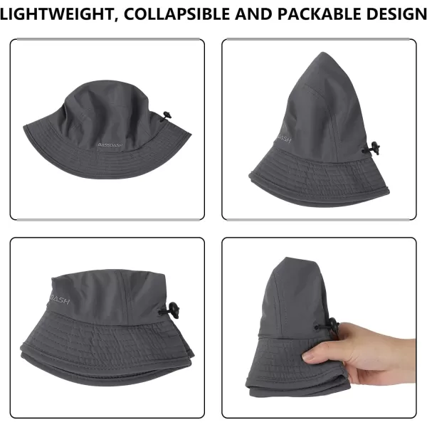 BASSDASH UPF50 Fishing Bucket Hat for Men Women Lightweight Water Resistant Packable Outdoor Summer Sun Hats FH13Dark Grey