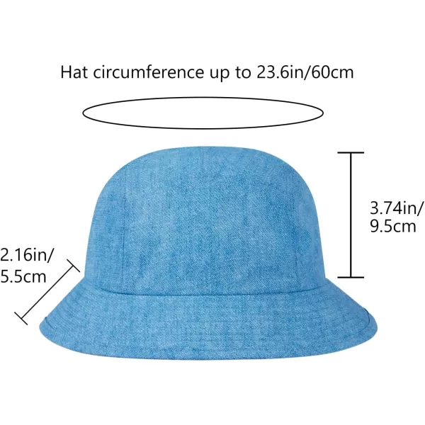 BASSDASH UPF50 Fishing Bucket Hat for Men Women Lightweight Water Resistant Packable Outdoor Summer Sun Hats FH13Light Blue Denim Print