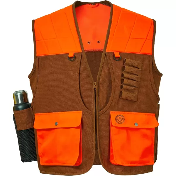 BASSDASH Upland Game Field WaterResistant Bird Hunting Vest with Multi Pockets BrownOrange Men Women FV11BrownOrange