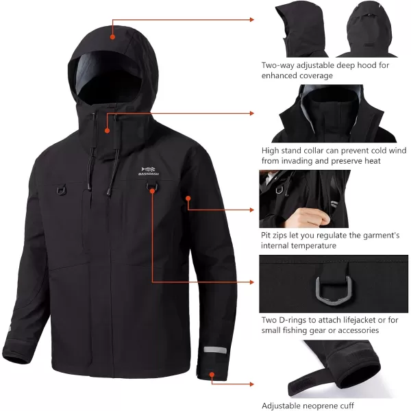 BASSDASH Valor Waterproof Fishing Jackets for Men Women Breathable Windproof Rain JacketBlack