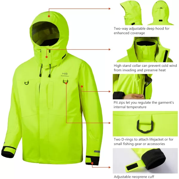 BASSDASH Valor Waterproof Fishing Jackets for Men Women Breathable Windproof Rain JacketFluorescent Yellow