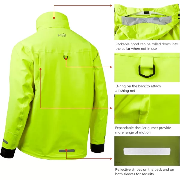 BASSDASH Valor Waterproof Fishing Jackets for Men Women Breathable Windproof Rain JacketFluorescent Yellow