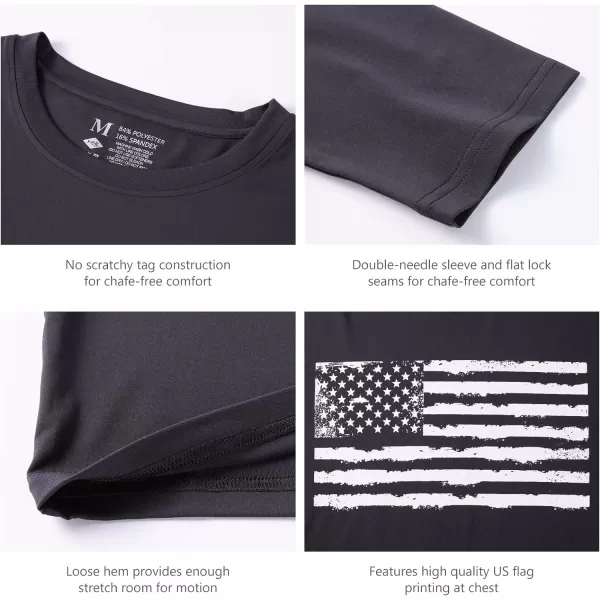 BASSDASH Vintage American Patriotic Flag Mens Fishing Shirt Long Short SleeveLong Sleeve  Black T