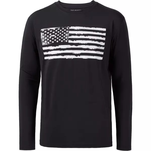 BASSDASH Vintage American Patriotic Flag Mens Fishing Shirt Long Short SleeveLong Sleeve  Black T