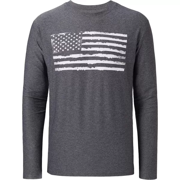 BASSDASH Vintage American Patriotic Flag Mens Fishing Shirt Long Short SleeveLong Sleeve  Heather Grey T