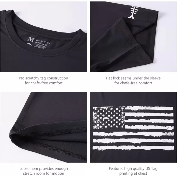 BASSDASH Vintage American Patriotic Flag Mens Fishing Shirt Long Short SleeveShort Sleeve  Black T