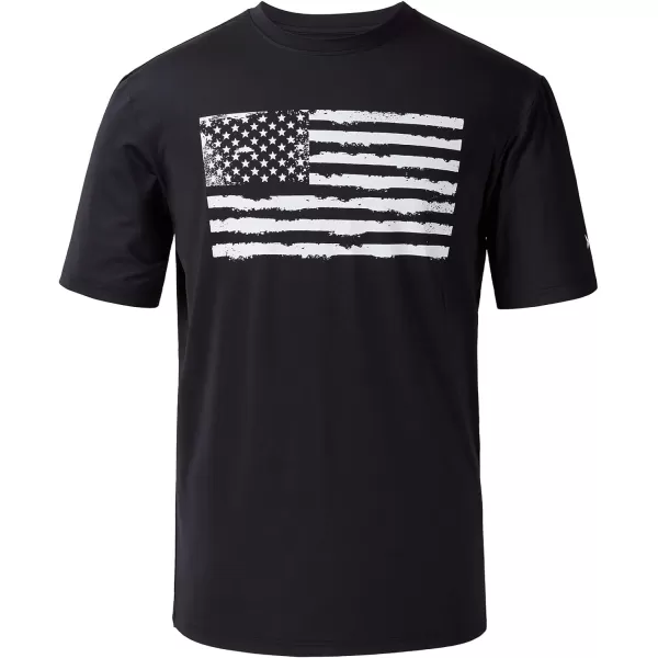 BASSDASH Vintage American Patriotic Flag Mens Fishing Shirt Long Short SleeveShort Sleeve  Black T