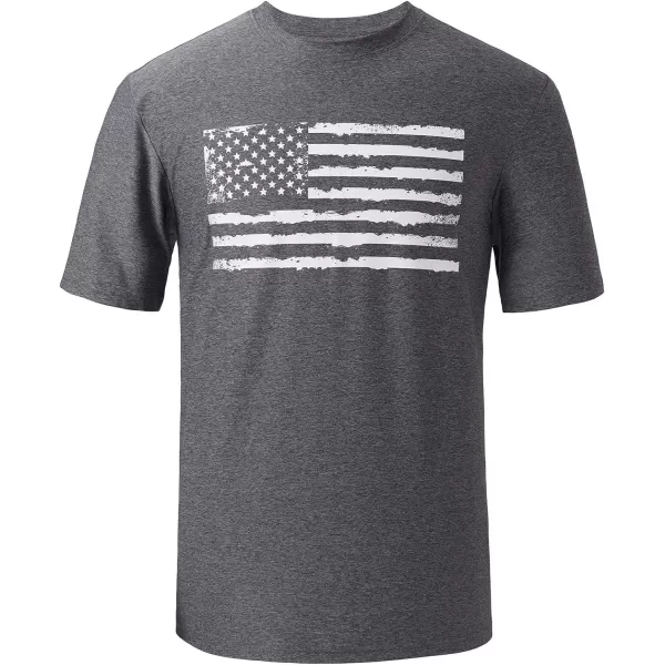 BASSDASH Vintage American Patriotic Flag Mens Fishing Shirt Long Short SleeveShort Sleeve  Heather Grey T