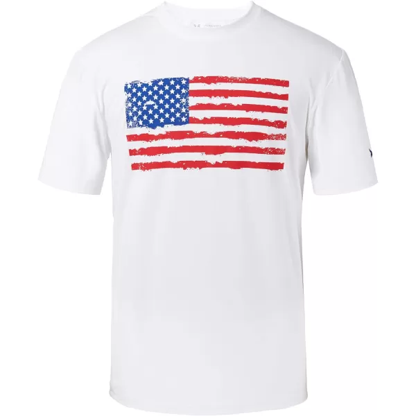 BASSDASH Vintage American Patriotic Flag Mens Fishing Shirt Long Short SleeveShort Sleeve  White T