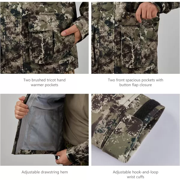 BASSDASH Walker Breathable Waterproof Fishing Hunting Wading Jackets with Silent Outer Fabric for Men Women in 7 SizesGrunge Camo