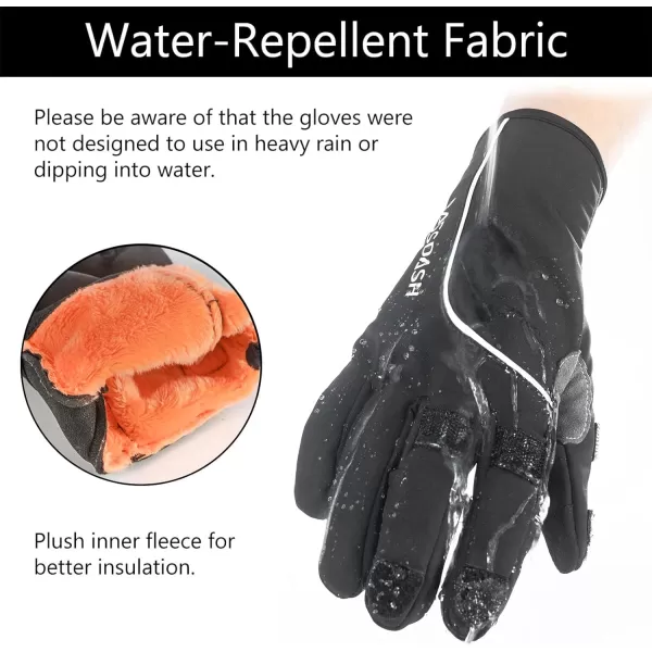 BASSDASH WintePro Insulated Fishing Gloves Water Repellent with Fleece Lining Cold Weather Winter Gloves for Men Women Ice Fishing Hunting Photography HikingBlack